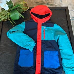 Lands' End color block winter puffer coat